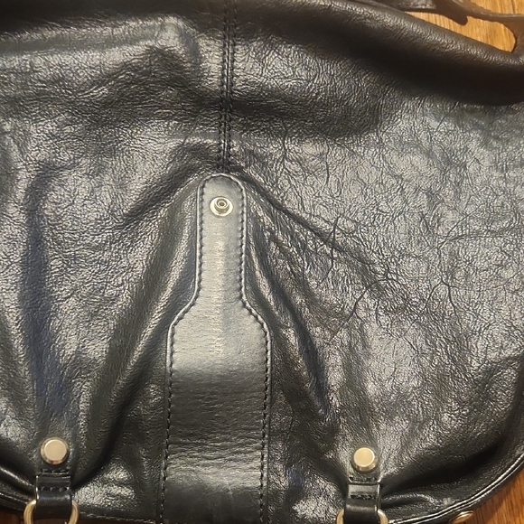 Skye by Gryson Italian Leather Shoulder Bag Black Satchel Designer P-003